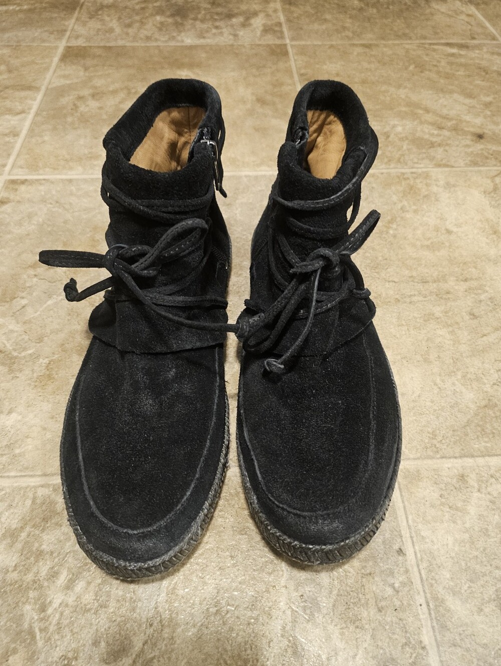 UGG Women's Black Suede Lace-Up Ankle Boots
